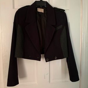 Navy and Grey Crop Double Breast Military Jacket